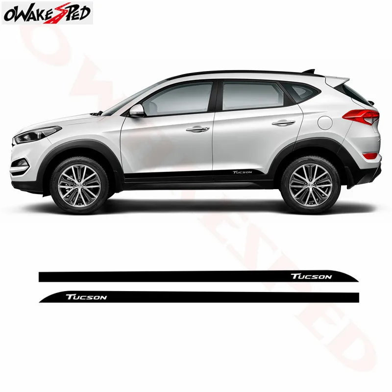  Car Side Skirt Sticker Carbon Fiber Stripes Vinyl Decals For Hyundai Tucson 2015-2018 Auto Body Ext