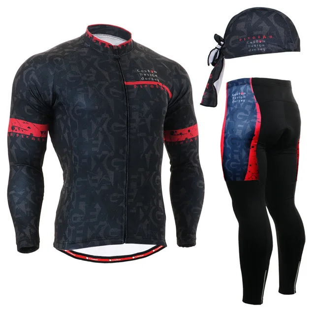 Жизнь на дорожный велосипед Спорт на открытом воздухе Велоспорт мужские с длинным рукавом брюки наборы дышащий Профессиональный велосипед спортивная одежда черно-белый - Цвет: Красный