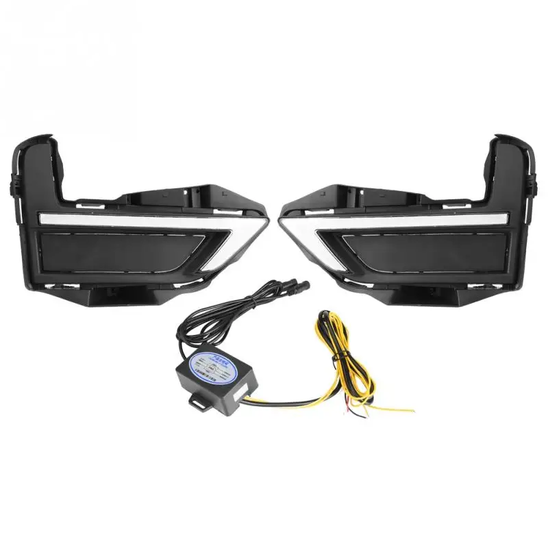 

1Pair Car Daytime Running Light Turn Signal 2-Color DRL LED Lamp for Nissan X-trail Rogue 2017 Car DRL Fog Lamp Cover Light New