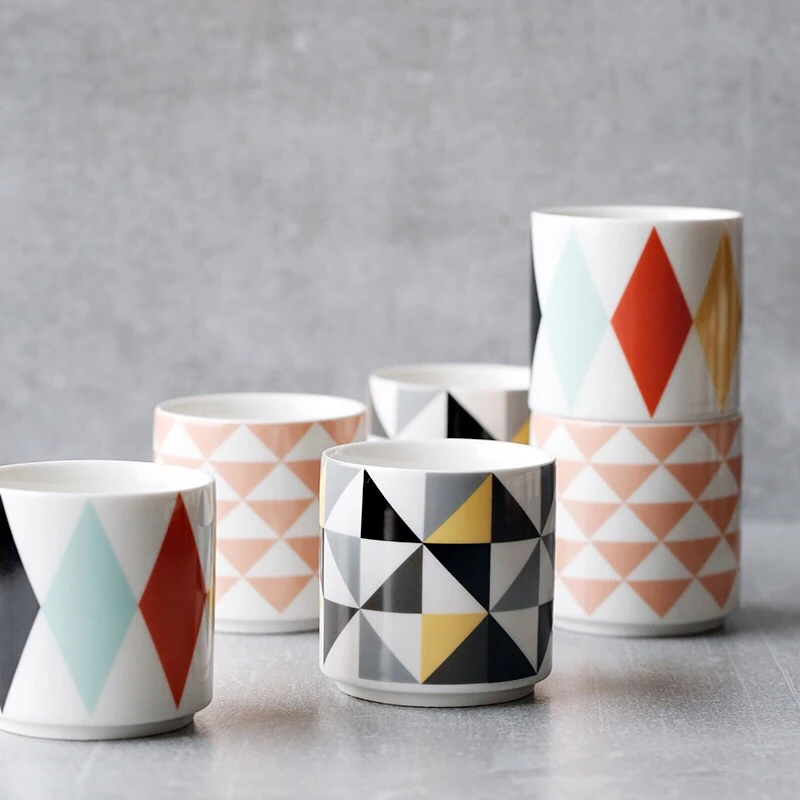 Brand High Quality Europe Style Colorful Triangle Pattern Ceramic Coffee Mugs Cups With Handgrip Porcelain Home Drinkware 200ml Coffee Mug Cup Mug Cupbrand Cup Aliexpress