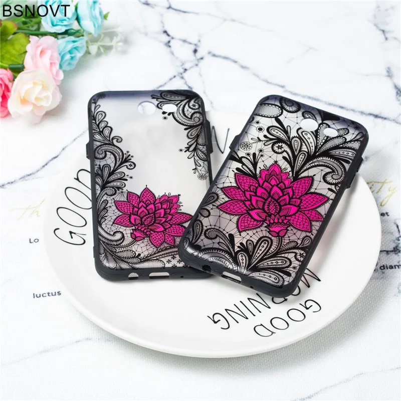 

For Samsung Galaxy J3 2016 Case Black Lace Rose Cover Embroidery Foral Phone Case For Samsung Galaxy J3 2016 J320 Phone Fundas