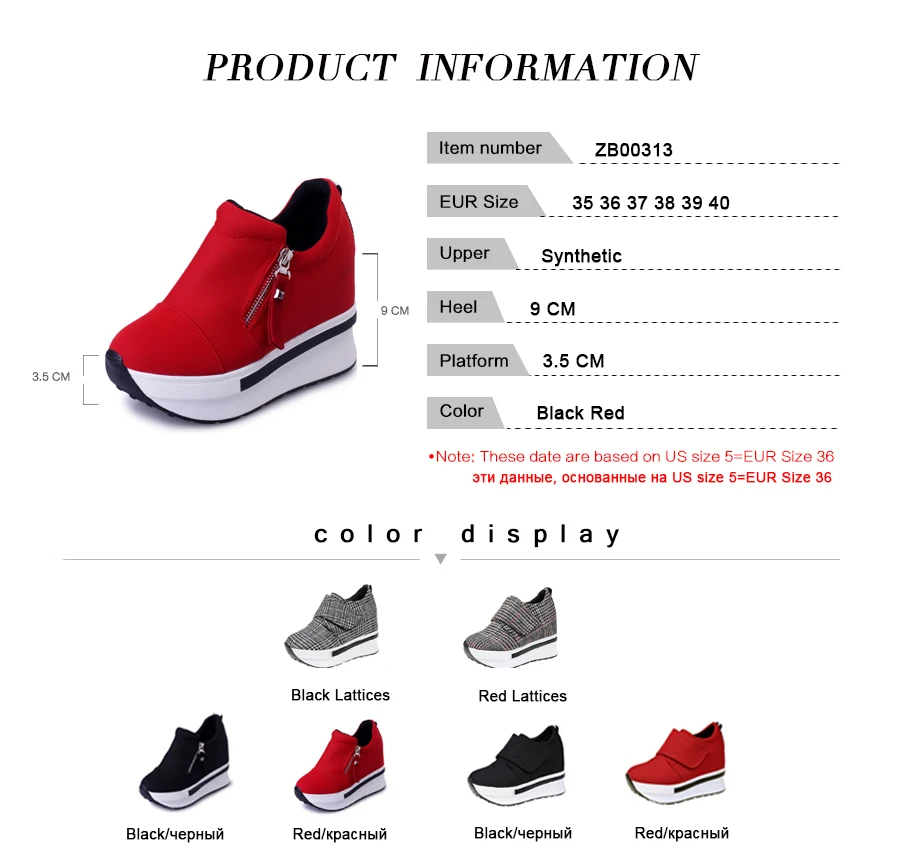 ZALAVOR Women Shoes Women Fashion Sneakers Platform Pumps Zip High Heel Sneakers Shallow Casual Women Shoes Footwear Size 35-40