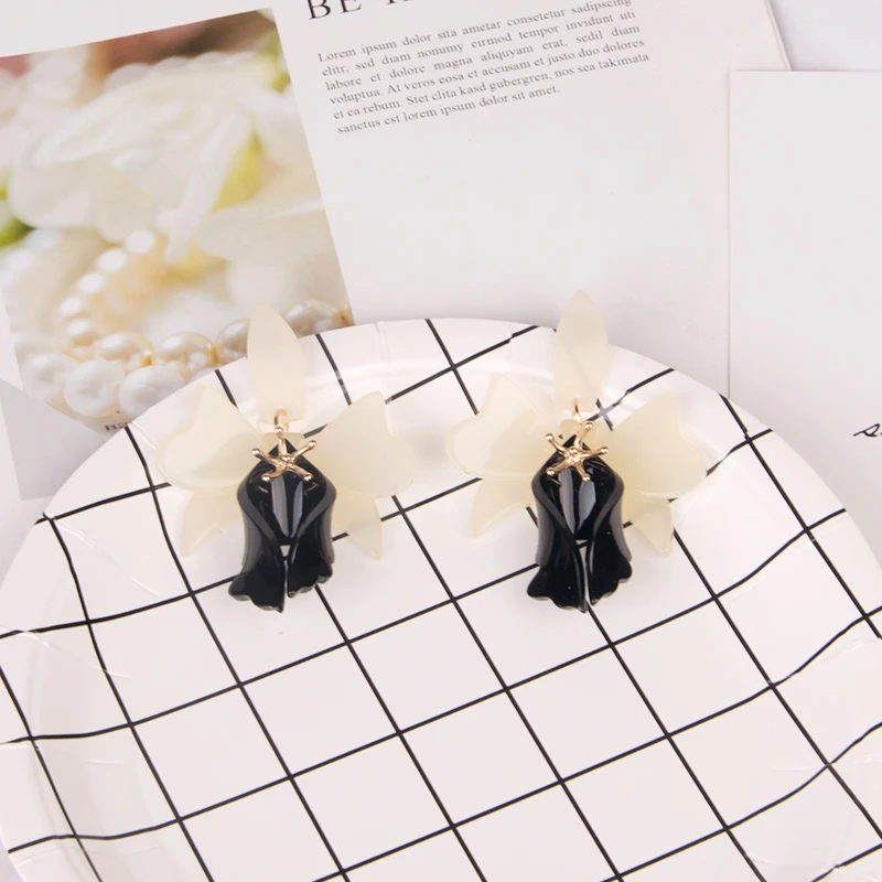 GuanLong Trendy Long Acrylic Acetic Flower Drop Earring for Women Fashion Jewelry Big Resin Metal Dangle Earrings 2019 Brincos (3)