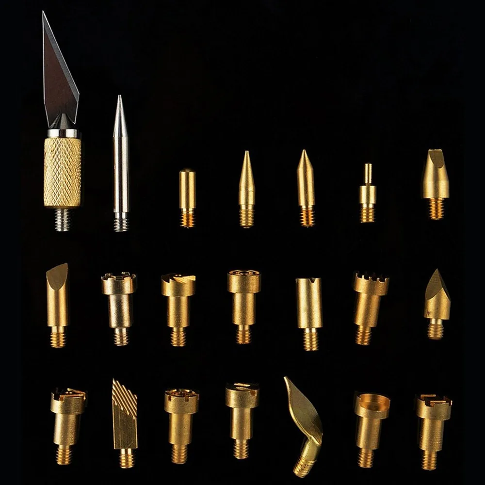 

22pcs/set Wood Burning Pen Tip Stencil Soldering Iron Pyrography Working Carving Tool Kit for DIY Hobby Craft Carving Burner