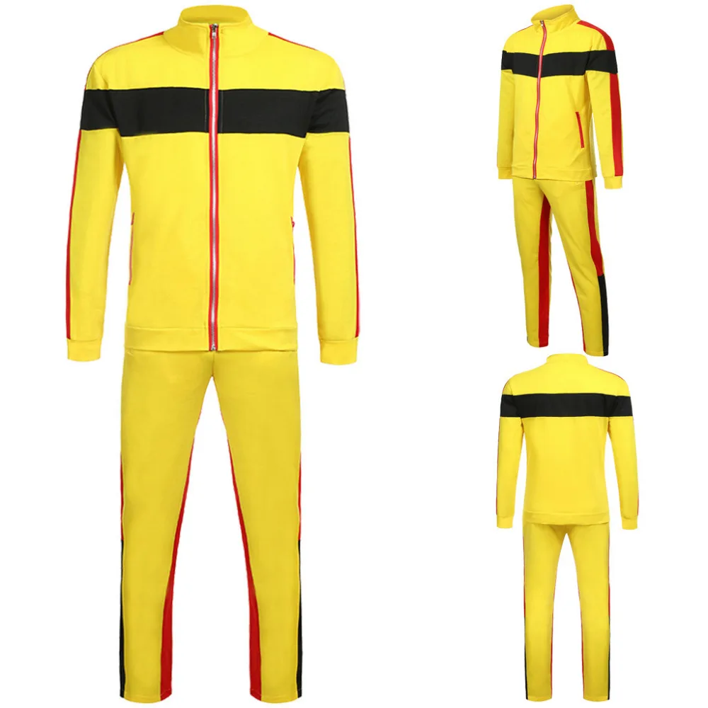 2019 Men's New Fashion Summer Sport Large Size Stitching Color Strip Zipper Pocket Casual Sports Suit tracksuit men tracksuit