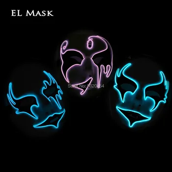 

30 Style Select Luminous Led Mask Glowing light Up devil Mask Halloween Festival Flashing Mask Powered by DC-3V Driver