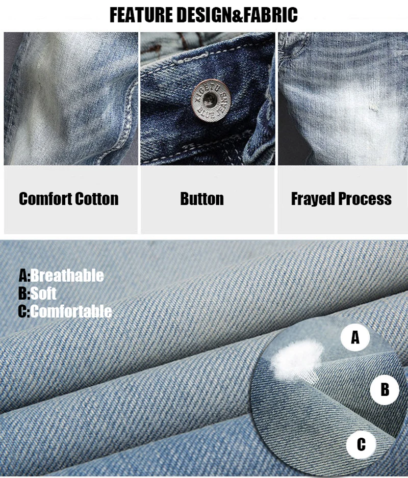Итальянский стиль модные мужские джинсы светло-голубой Slim Fit джинсовые пуговицы брюки hombre Белый Потертый винтажный дизайн классические