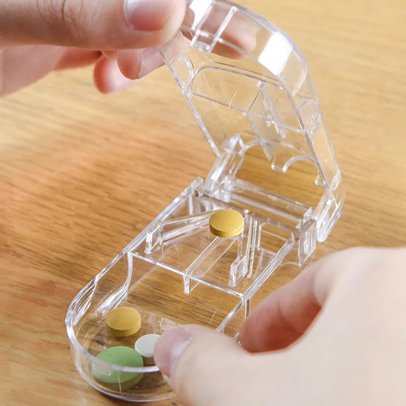 Folding Vitamin Medicine Drug Pill Cut Box Portable Case Organizer Tablet Container Cutting Drugs Dedicated Seal Box Blade Pill