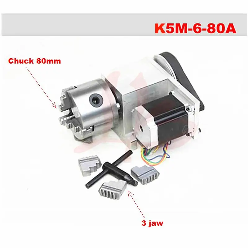 

3 jaw Chuck hollow shaft 80mm CNC Rotary axis 100mm for cnc router miiling machine