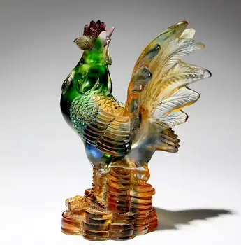 

Chicken years Decoration glass crafts large rooster high - end custom crafts to send customers gifts