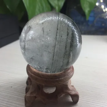 

45mm Photography Natural Crystal Round Feng Shui Clear and Green Color Magic Natural Green Phantom Sphere Ball Home Decoration