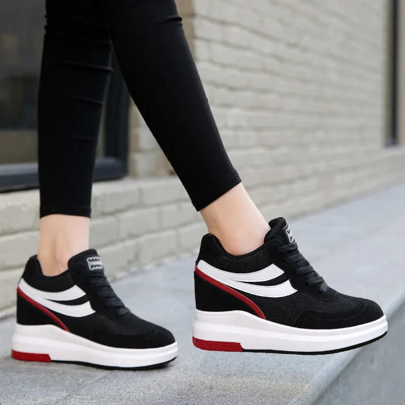 Femmes 2018 Ciel Loisirs Creepers Pour Dentelle ardoisé Sneakers Appartements vin forme Femme Up Plate Faux De Noir Chaussures Top Automne Hiver Suede Rouge Chaud pu High 8n78p0x