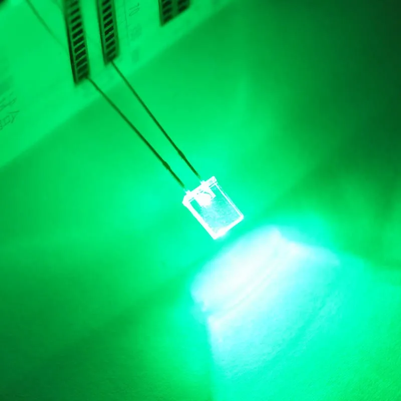 5x2x7mm rectangle green led with flat top transparent lens high brightness 2pins through hole(2)