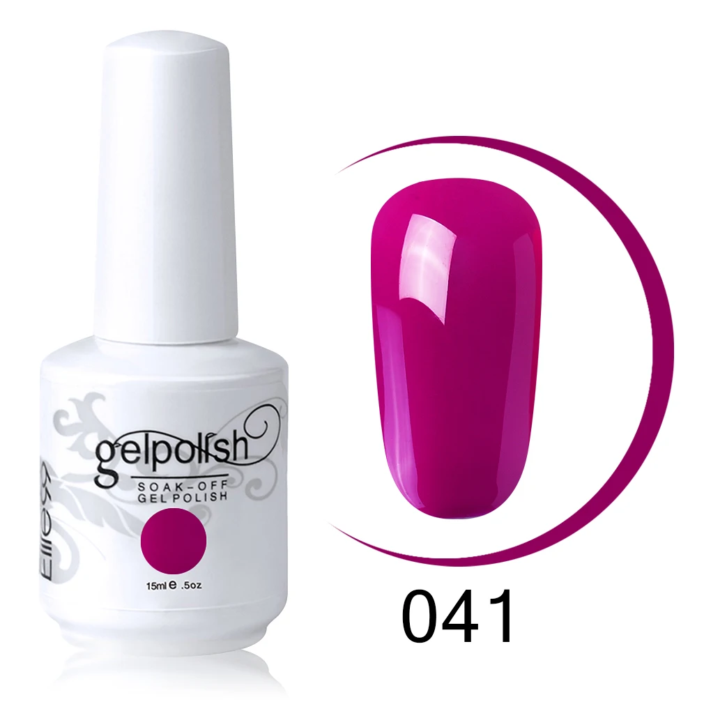 Elite99 15ml Soak Off Nail Gel Polish Semi Permanent Nail Art Manicure Gel Varnish Top Base Coat Needed Lacquer Gel For Nail - Color: 041