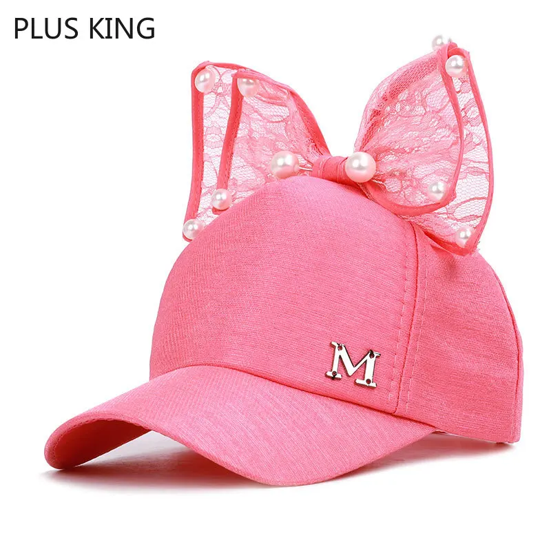 

2019 Cute Girls Hat with Bow Baseball Cap Girl Snapback 50-54cm 5 Colors