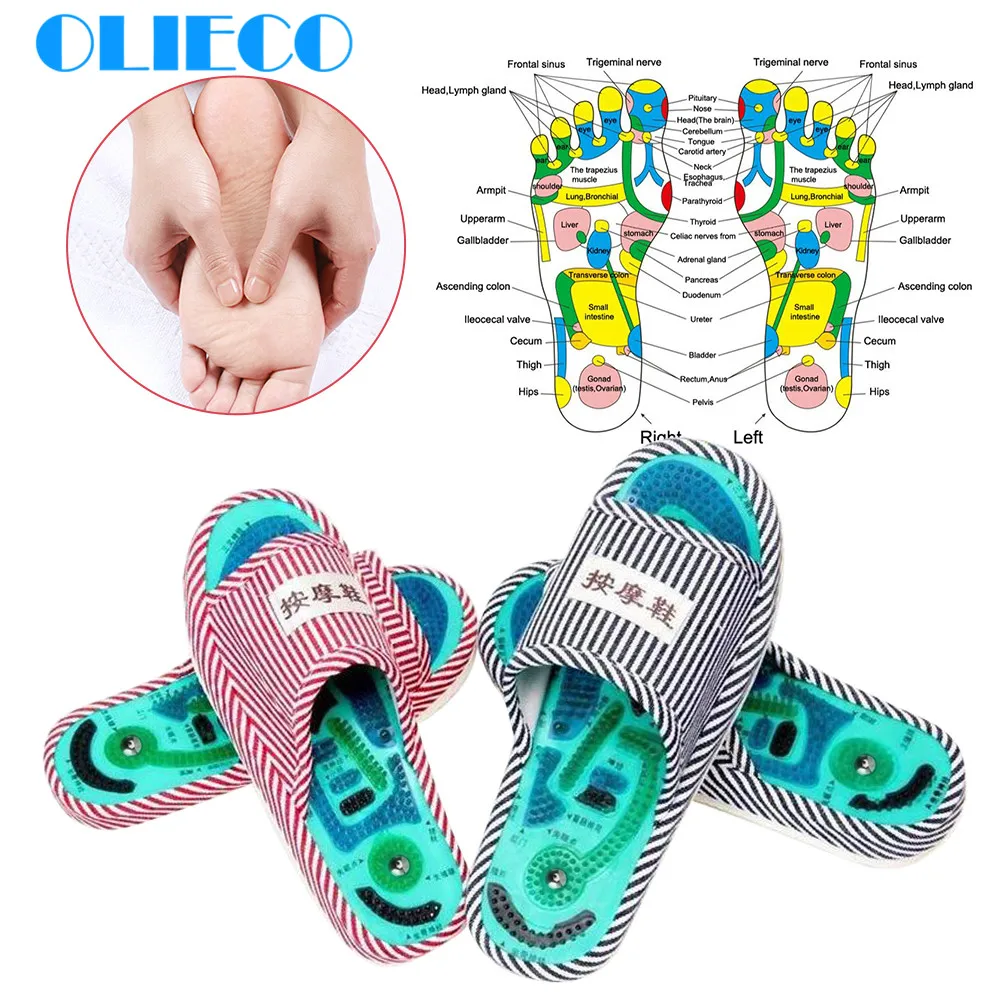 

OLIECO Foot Massage Slippers Acupuncture Feet Acupoint Activating Reflexology Massage Shoes Feet Care Massageador Sandal Unisex