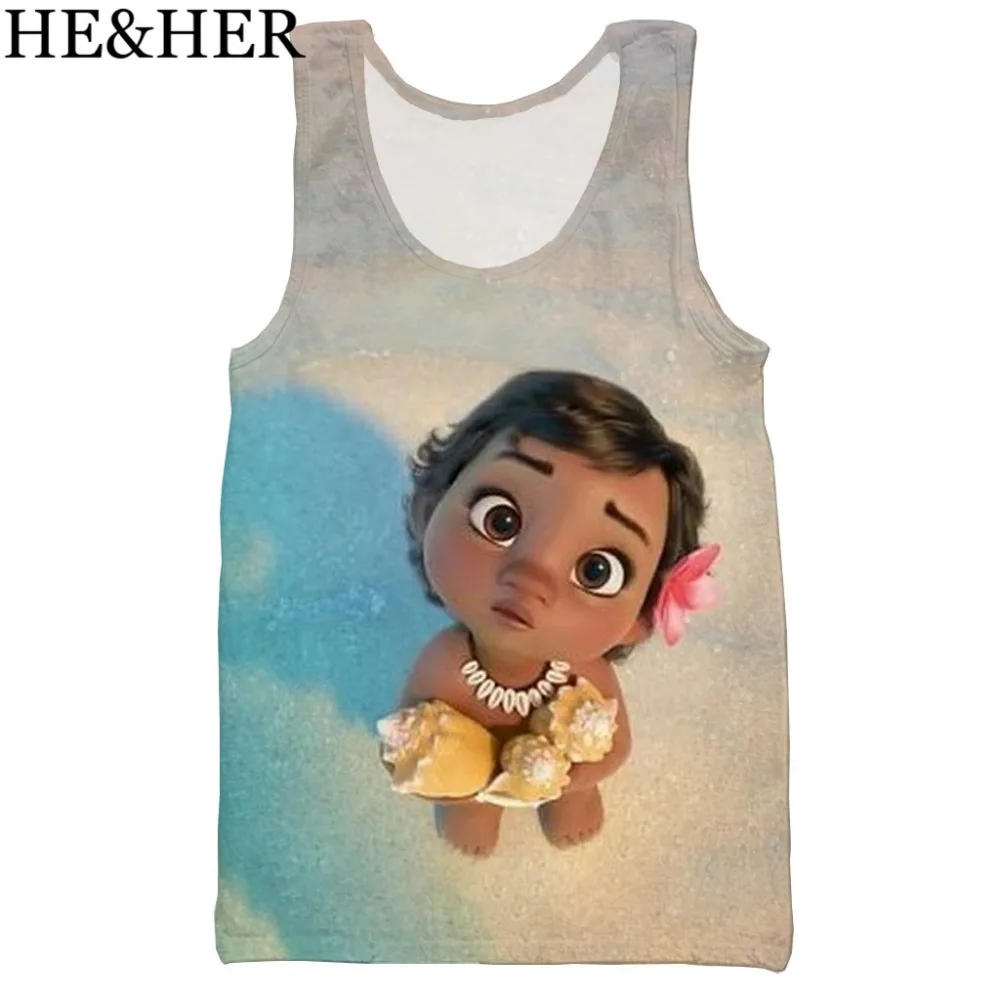 Мультфильм Моана 3D печатных унисекс майка для мужчин Мода крутая летняя майка Топ для работы мужские женские Топы Холтер майка