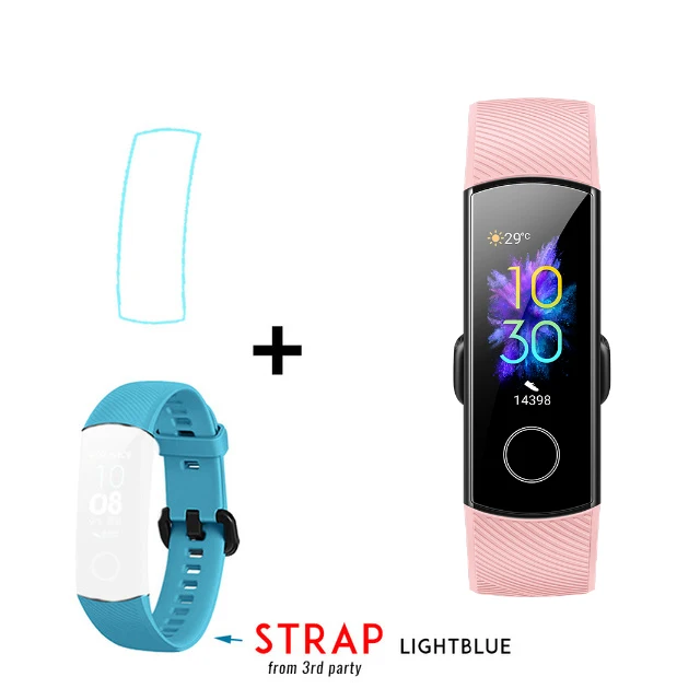 huawei Honor band 5, смарт-браслет, оксиметр, сенсорный экран, волшебный цвет, пульсометр, плавательный сон, фитнес-трекер, Honor Band5 - Цвет: pink add Light blue