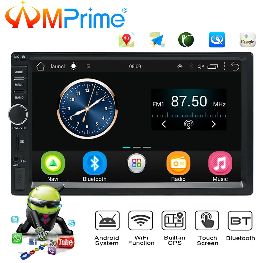 

AMPrime Auto Radio 2 Din Android GPS Navigation Car Radio Car Stereo 7" 1024*600 Universal Car Player Wifi Bluetooth USB Audio