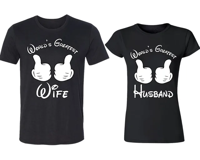Personalised T Shirts Men'S Design Crew Neck Short Sleeve World'S Greatest Wife Husband Couple T