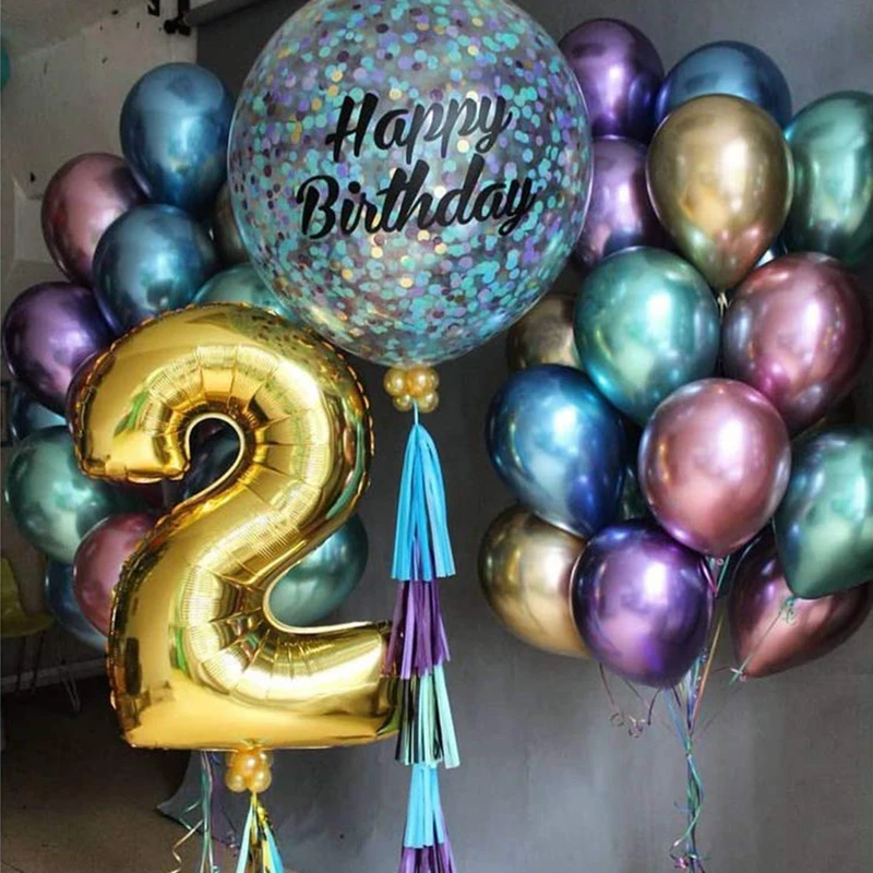 10pcs 12inch Metallic Balloons Metal Latex Balloon Birthday Party Decoration Wedding Balloons gold inflatable helium Balloon