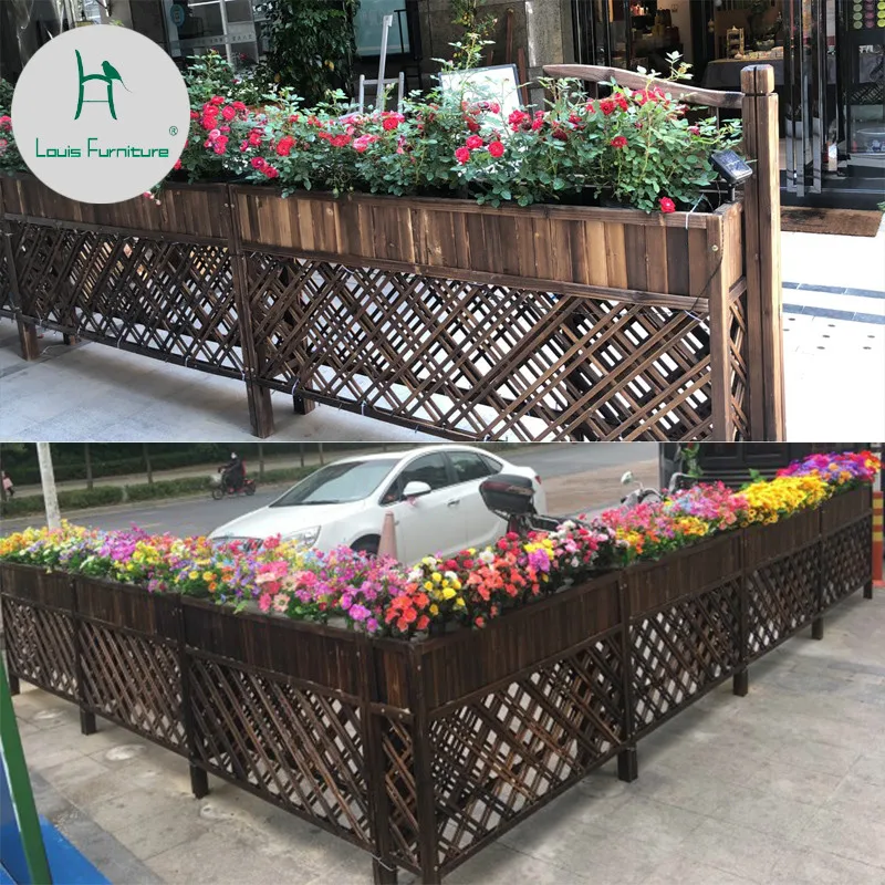 

Louis Fashion Break Off Stand Flower Trough Restaurant Solid Fence Screen Grid Outdoor Carbonized Wood Box