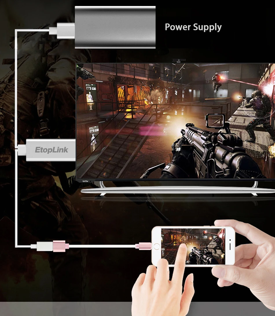 Кабель EtopLink HDMI HDTV кабель адаптера AV 8 Pin/Micro USB к HDMI 1080 P для iPhone 8X8 Plus для Android samsung Xiaomi LG