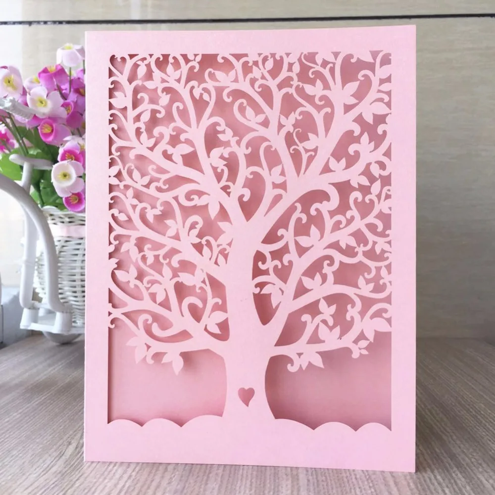  50pcWholesale personalise acrylic Wedding Invitation Card box Laser Cut Luxury delicate design love - 32837120855