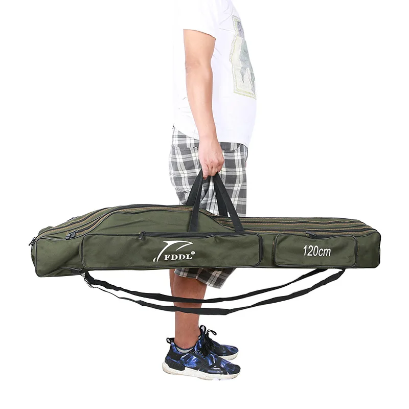 

Foldable soft fishing bag Green camouflage two or three layers of big belly bag sea rod fishing rod fishing bag fishing tools
