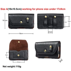 Men's Leather Belt Clip Phone Case Waist Bag Holster Pouch ((XL)6.4 - 6.9 Black)