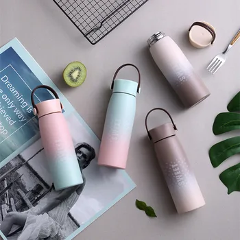 

Gradient Color Water Thermos Bottle stainless steel Fashion Clear no Leaking waterProof Sport Drinking Water child vacuum cup