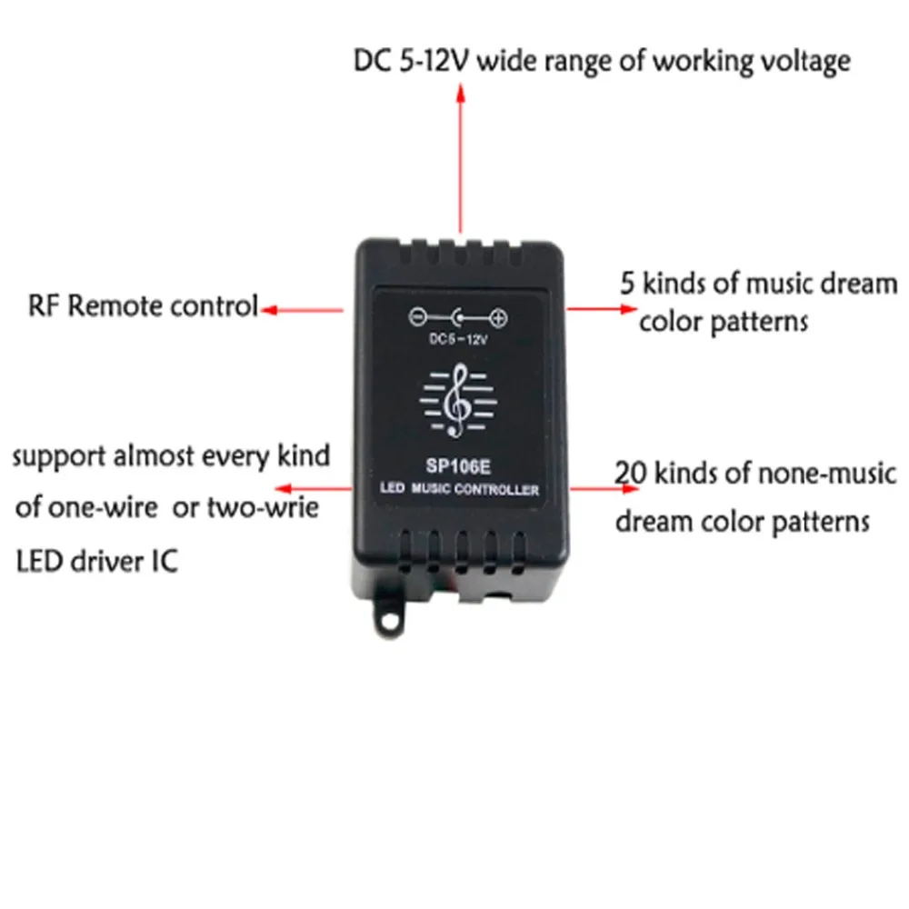 DHL 20 штук/50 шт музыкальный контроллер DC5V-12V WS2811/WS2812B/6812/1903 Магическая Светодиодная лента цифровой цветной контролер