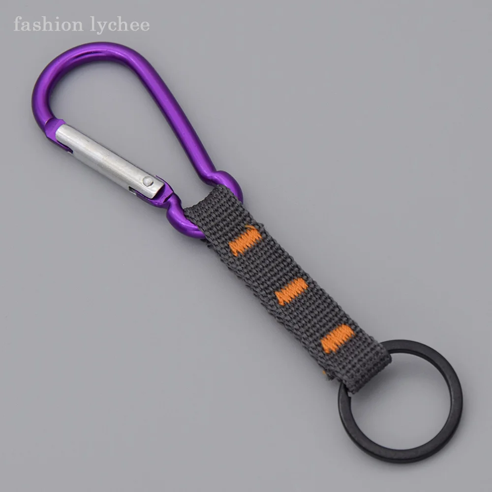 Fashion Lychee Purple Color Metal Hook Key Ring With Strap High Quality