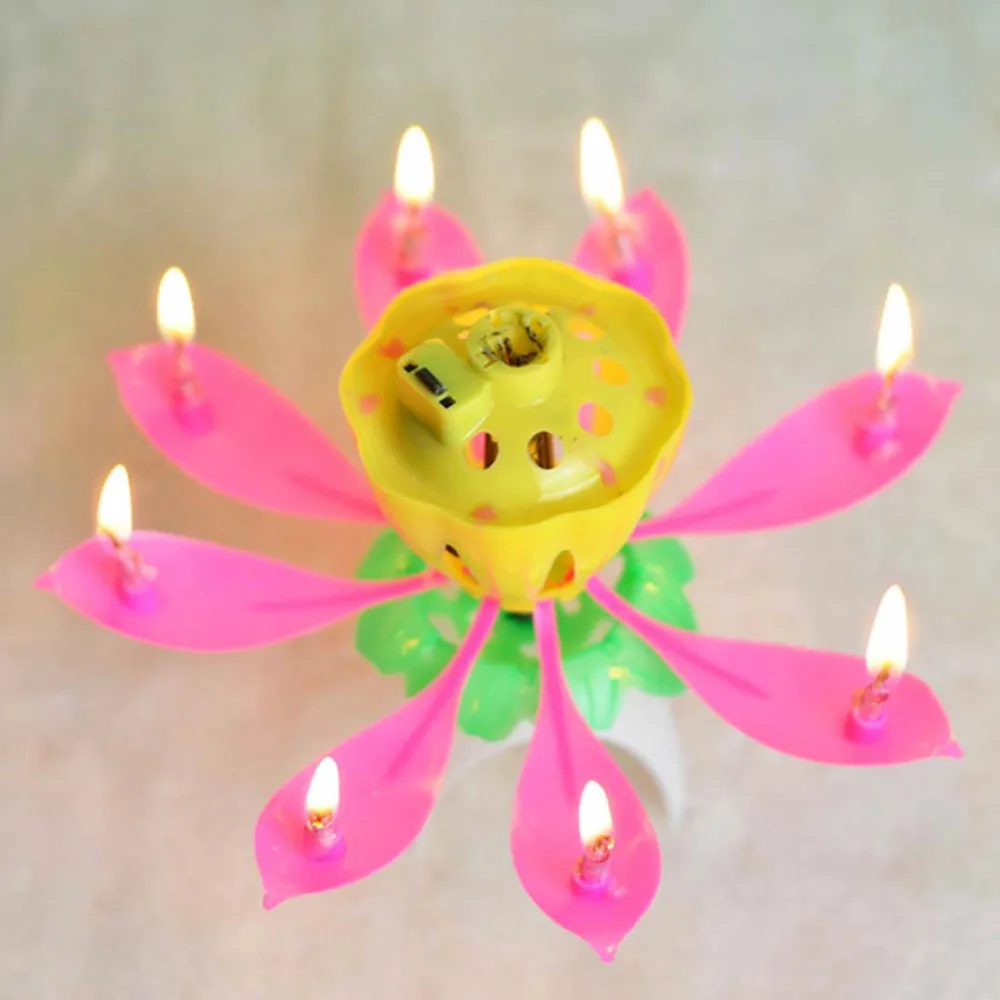 1pcs Fashion Musical Flower Music Candles Lotus Flower ...