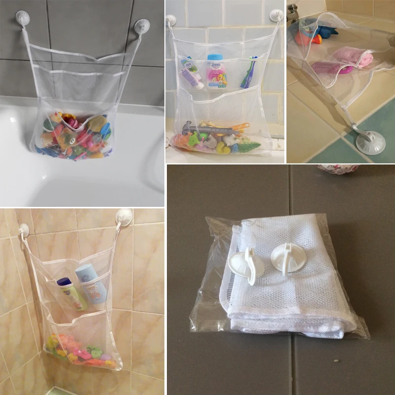 Multifunction Baby Bathroom Mesh Bag Child Bath Toy Bag Net Suction Cup Baskets 3