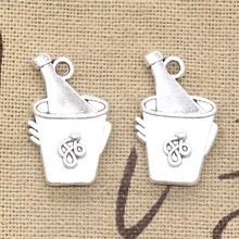 4 Uds Charms Iced Beer Bucket 24x15mm ajuste para hacer colgantes antiguos, color plata tibetana Vintage, joyería hecha a mano DIY