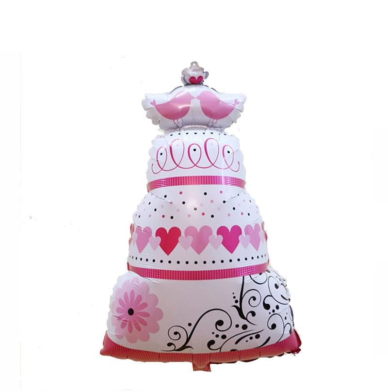 Pink Blue Pink Large Cake Happy Birthday Foil Balloons for Baby Kids Birthday Party Decorations Mickey Minnie Inflatable Air Balls - Цвет: Pink