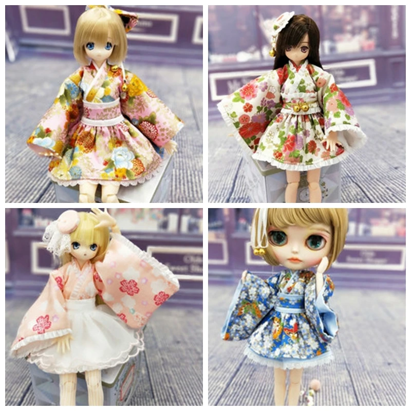 1 Набор = 4 шт. новая одежда модное японское кимоно с резинкой для волос кукол Blyth