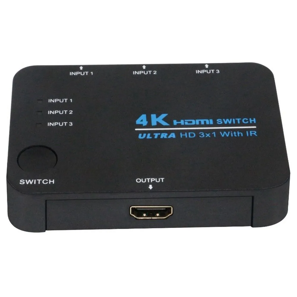 

SJB 4K Video HDMI Switch Switcher 3X1 Splitter 3 in 1 out Adapter with IR Remote Control