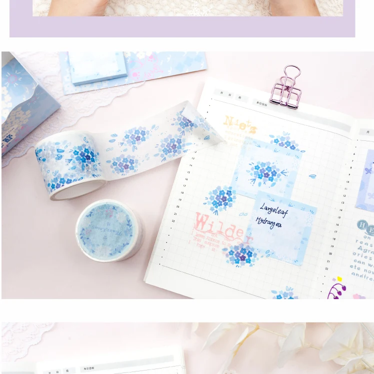1 комплект Washi маскирующая лента+ Memo pad Ирис Сакура цветок Бумага клейкой ленты лента для декорации Washi DIY Скрапбукинг Стикеры