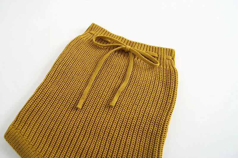 Комплект для маленьких мальчиков и девочек, свитер комплект из 2 предметов, пуловер+ шорты вязаный шерстяной костюм одежда с длинными рукавами для новорожденных