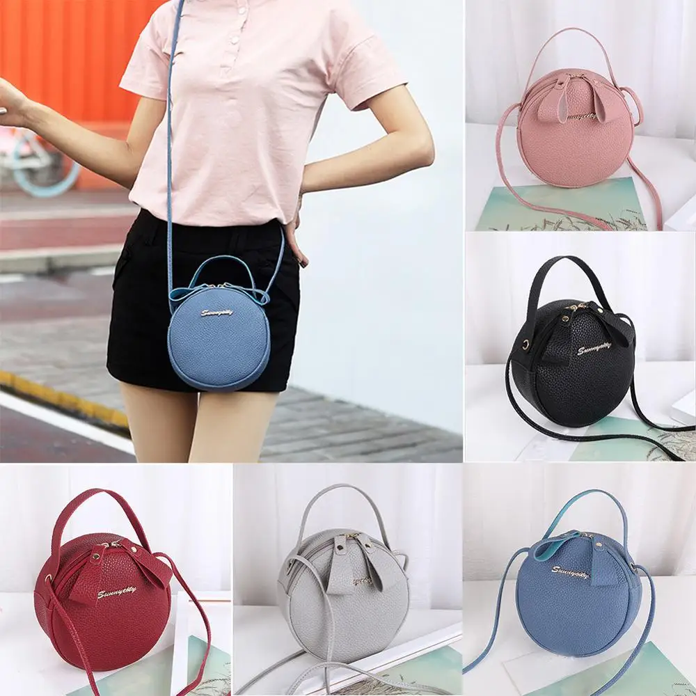 

Design Fashion Women Round Bag Leather Women's Circular Crossbody Shoulder Messenger Bags Ladies Purse Female Bolsa Handbag