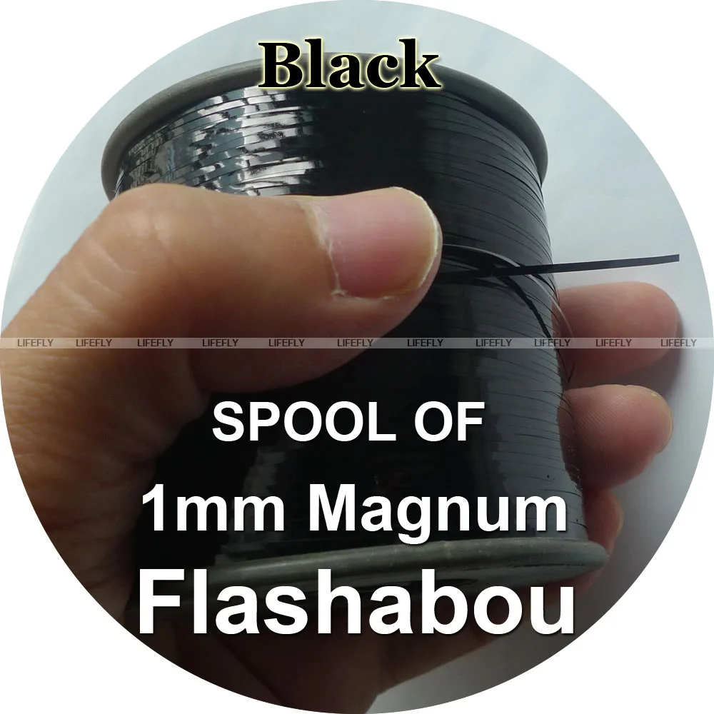 

Black Color, Spool of Flashabou, 1mm Magnum Holographic Tinsel, Mylar Metallic Tinsel, Flat Flash, Fly Jig Lure, Fishing