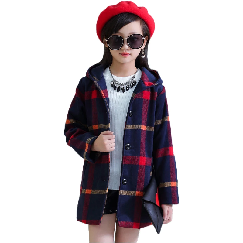 

Spring Autumn Girls Trench Coats Fashion Kids Windbreaker Girl Jacket Winter Children Hooded Wool Outerwear 4 6 8 10 12 13 Years