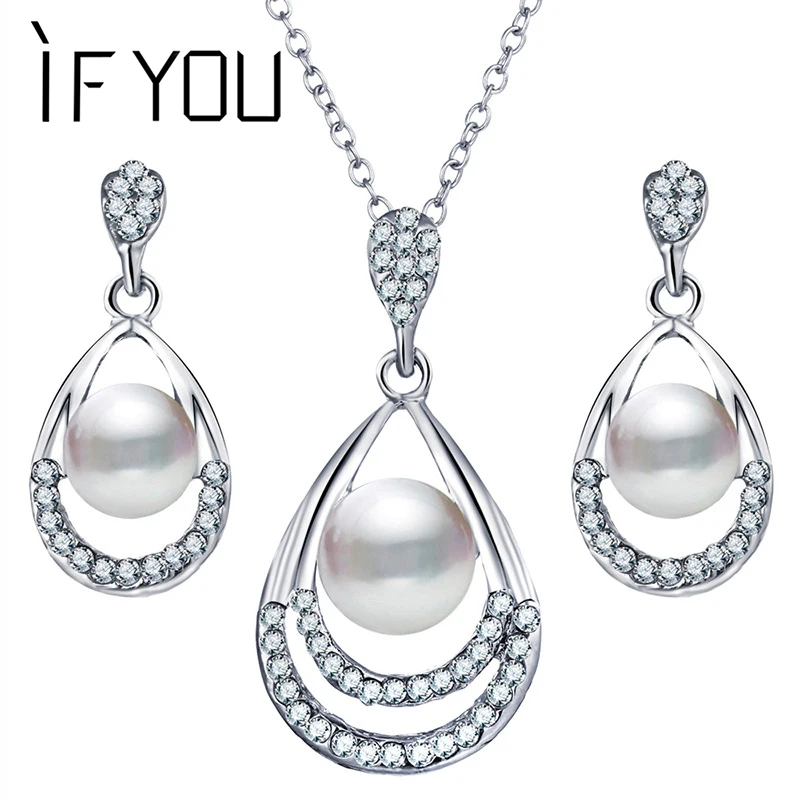 

IF YOU 1Set Geometric Crystal Necklace And Stud Earrings Jewelry Set Fashion Triangle Party Wedding Gift Jewelry Set For Women