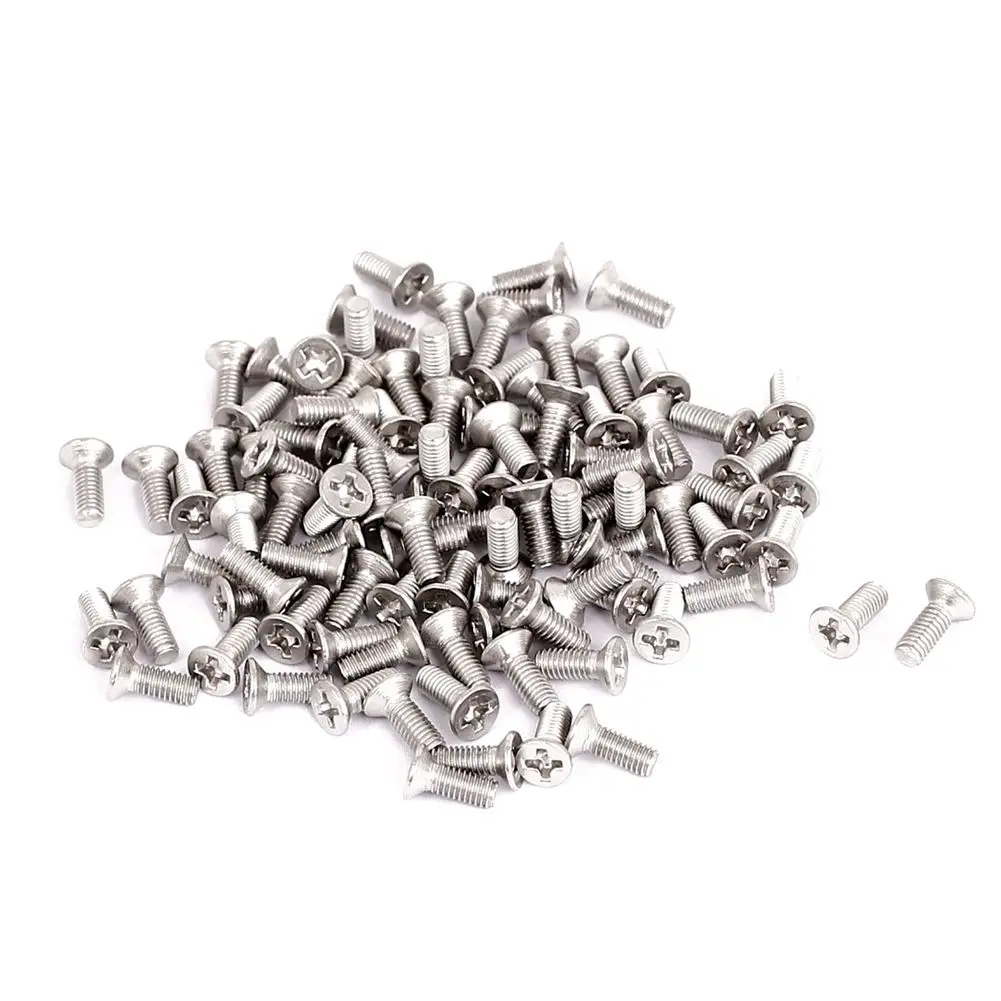 

100Pcs M3x8mm Thread Phillips Flat Head Countersunk Bolts Screws