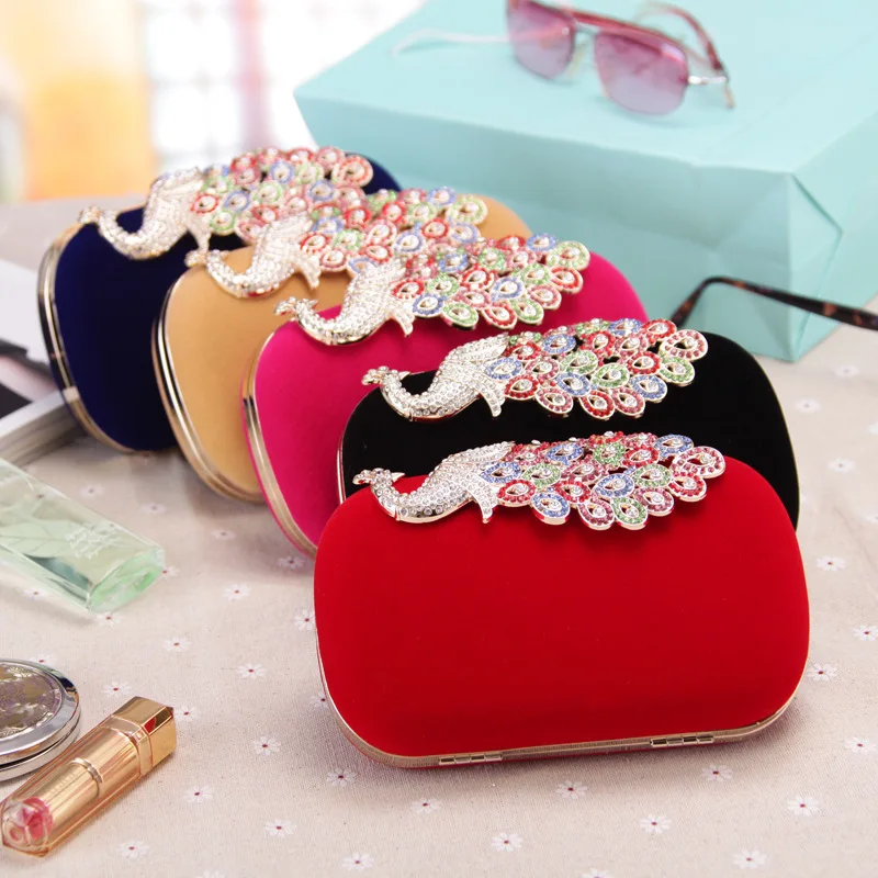 

Fashion Lady's Evening Package Festive Peacock Colorful Flannel Bag Banquet Party Female Shoulder Crossbody Bag Celebrity Clutch