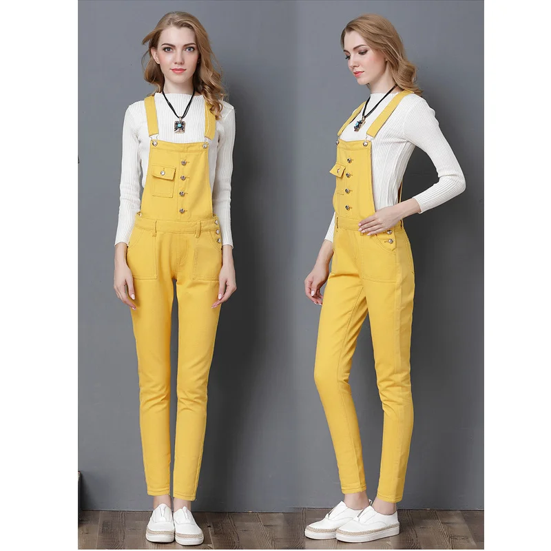 Джинсовые комбинезоны женские новые модные весенние Стильные джинсы уличные трендсеттеры цветные большие код маленькие канистры