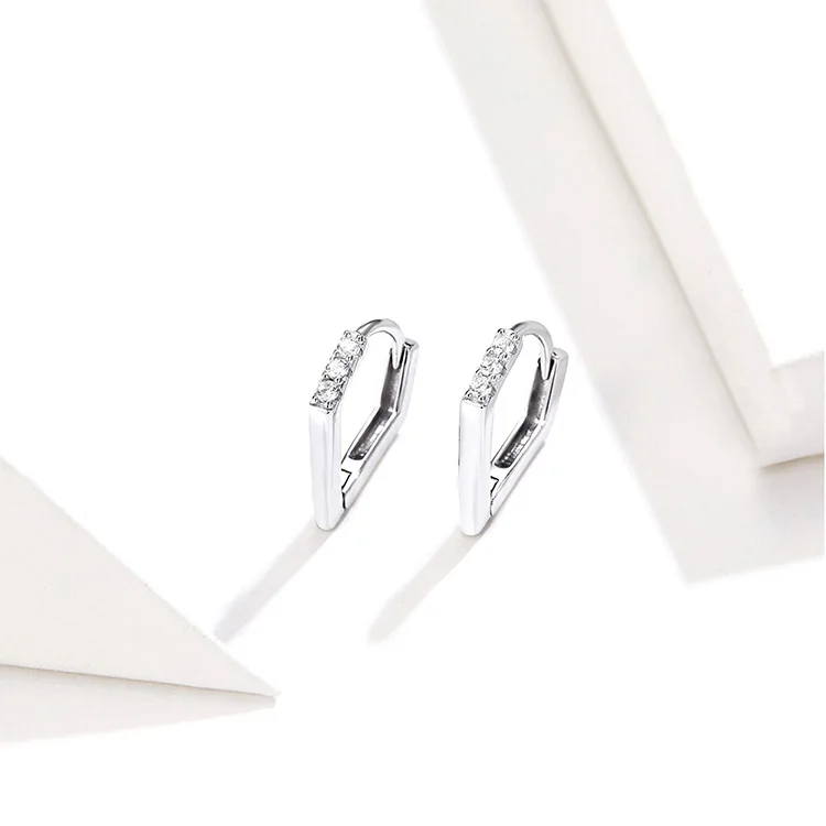 Bamoer, v-образная форма, серьги-кольца, хип-хоп, серебряные серьги для женщин и мужчин, подлинные, 925 пробы, серебряные, в стиле панк, модные ювелирные изделия, BSE162
