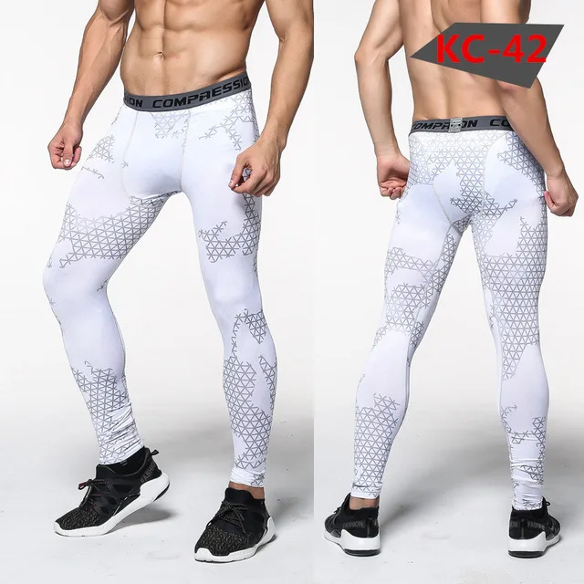 2018 Mens Leggings White Compression Pants Men Elastic Crossfit GYMS